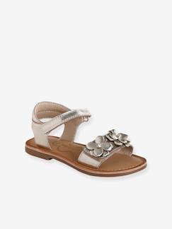 Schoenen-Meisje shoenen 23-38-Sandalen-Leren kindersandalen, voor feestelijke gelegenheden, kleuterschoolcollectie VERTBAUDET