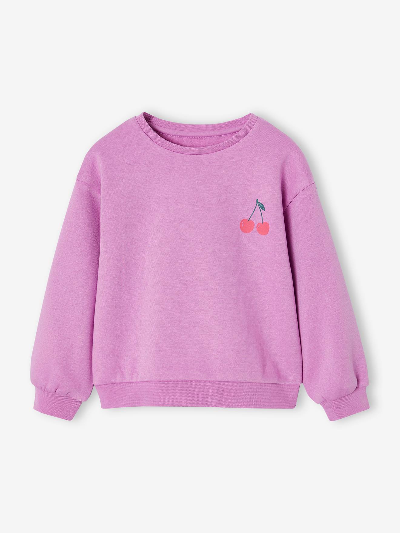 Basic meisjessweater met motief paars