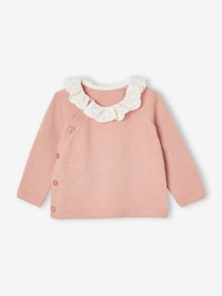 Baby-Trui, vest, sweater-Babytrui met kraag van Engels borduurwerk