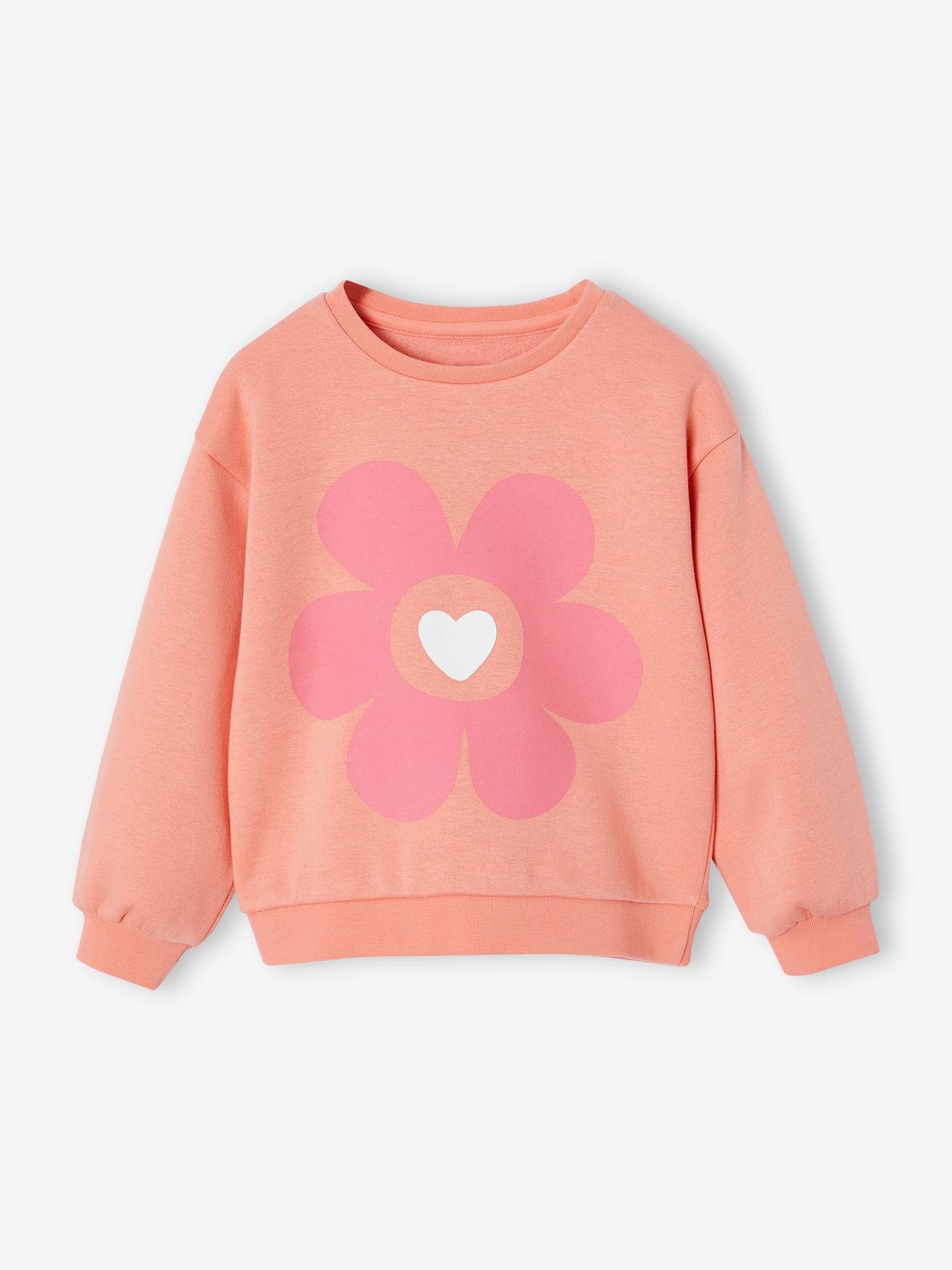 Basic meisjessweater met motief koraal