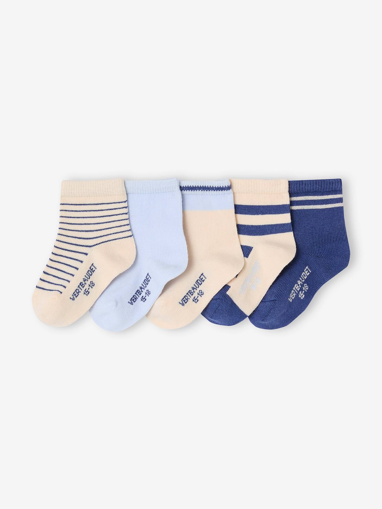 Set van 5 paar babysokken BASICS blauw