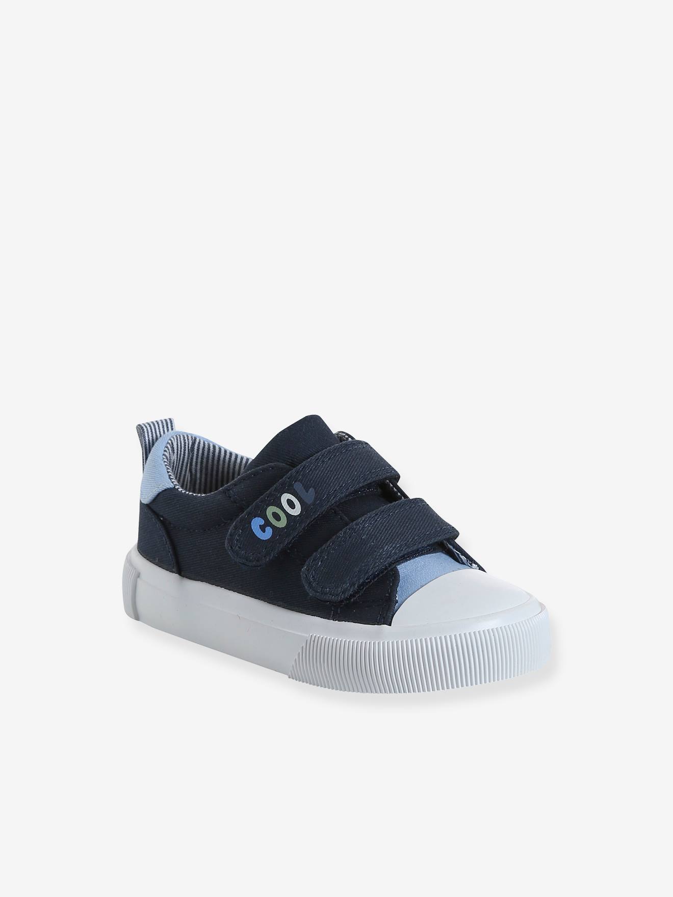 Canvast babysneakers met klittenband marineblauw