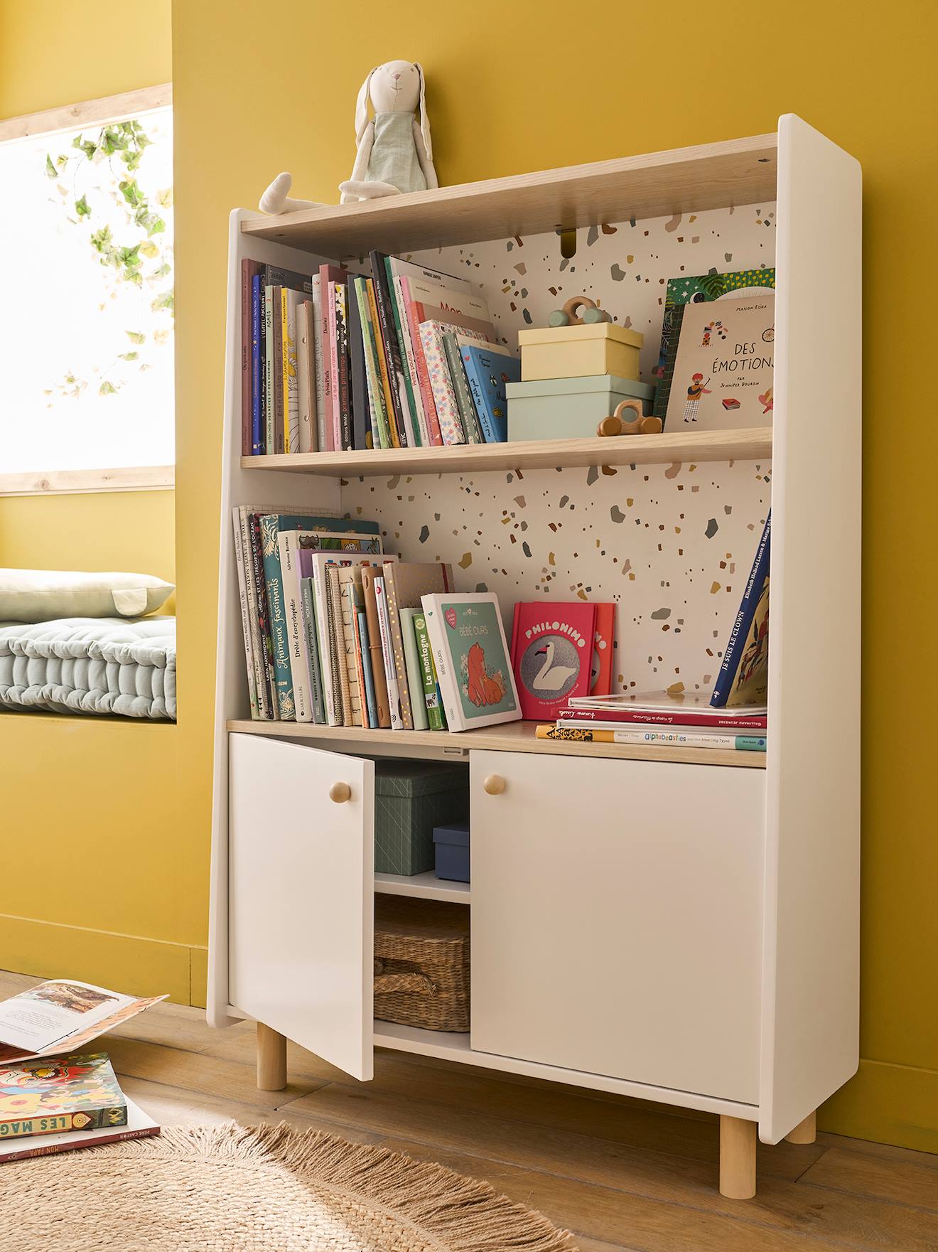 Lage boekenkast met plank LIGNE TERRAZZO beige