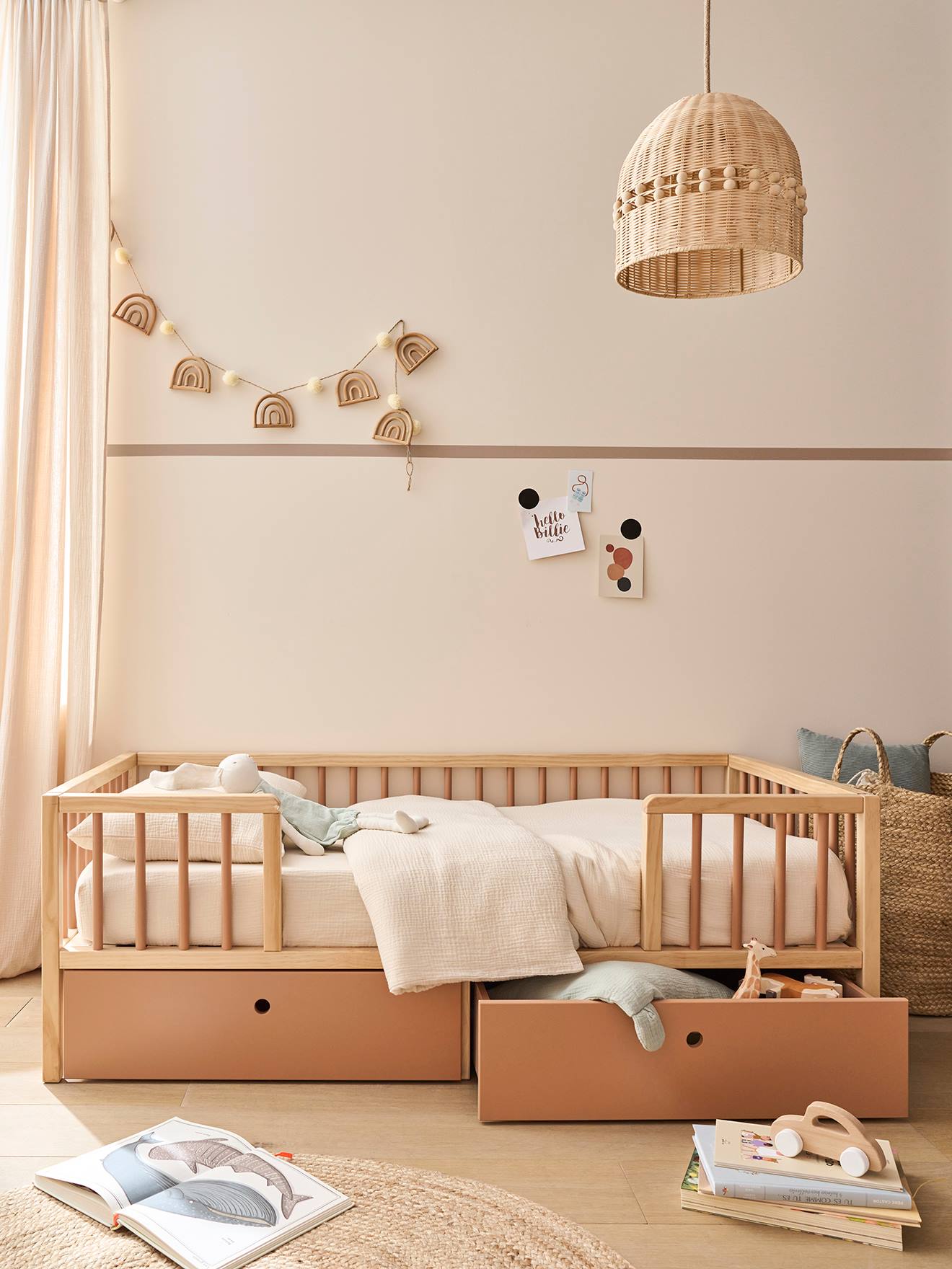 Kinderbed met grote opbergruimte 70x140 cm CACHE-RΓVES kaneel