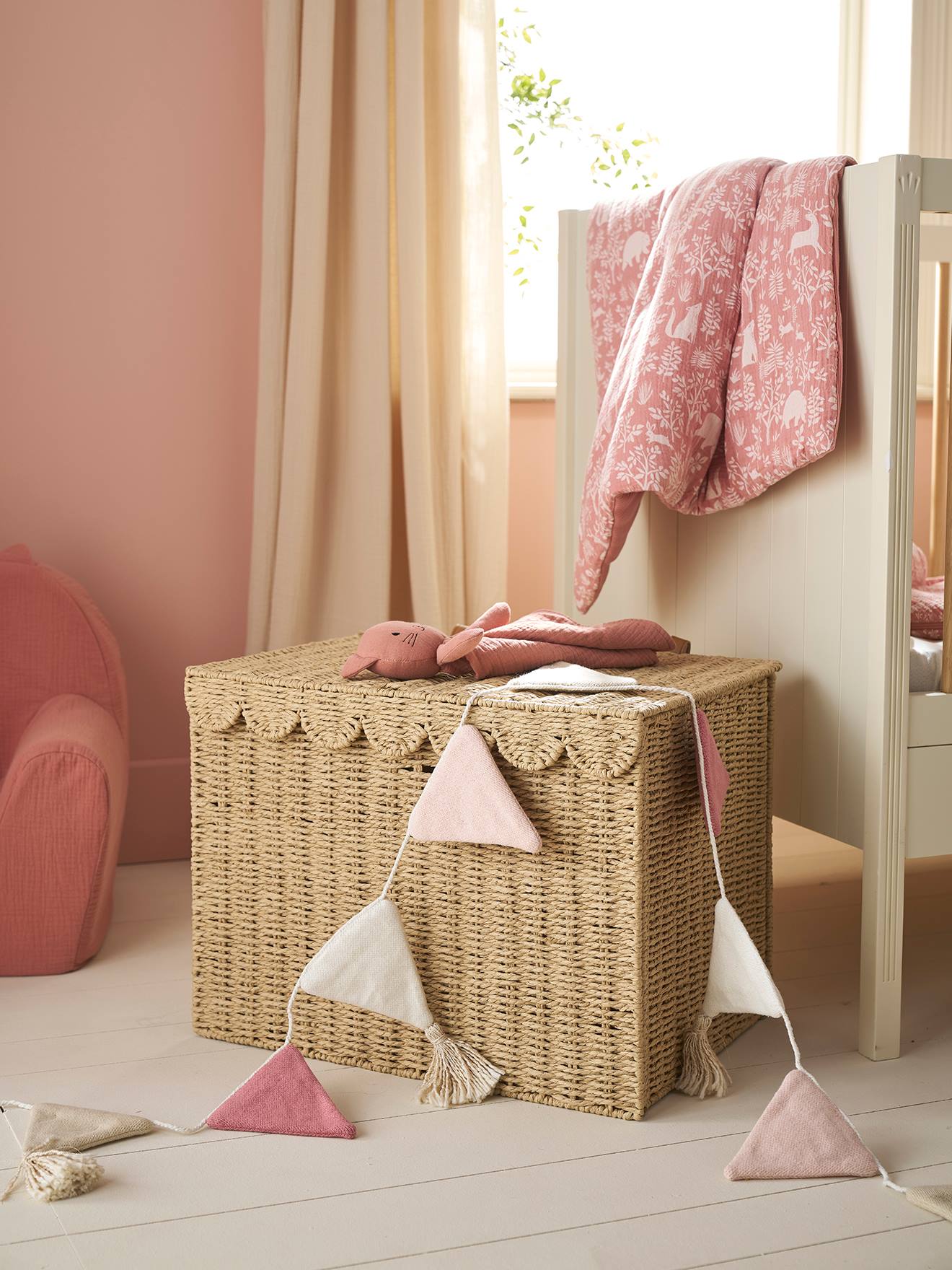 Opbergmand XL koffer in papieren koord FESTON beige afbeelding