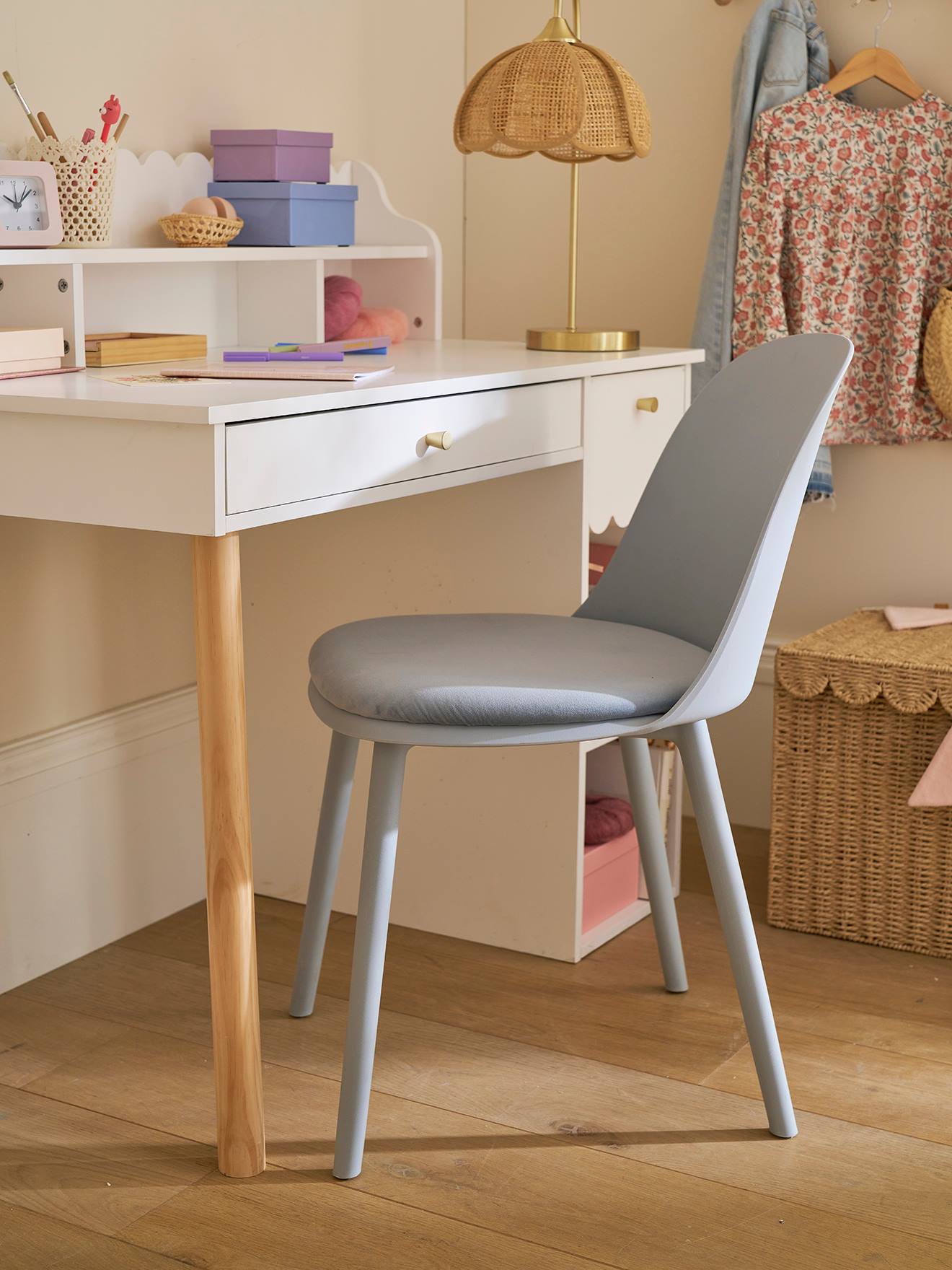 Fluwelen kinderstoel hemelsblauw