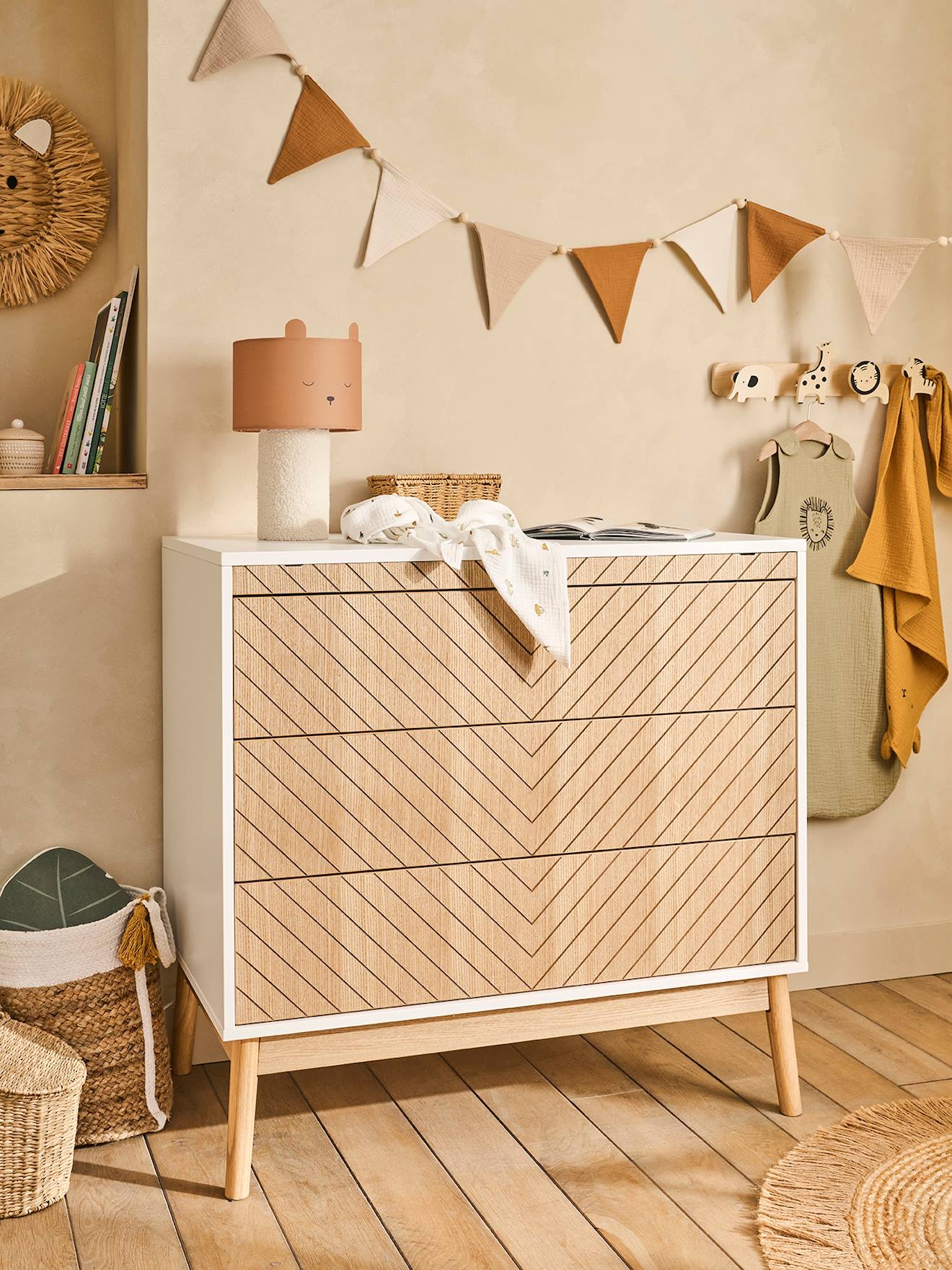 Commode met 3 lades LIGNE CHEVRONS hout