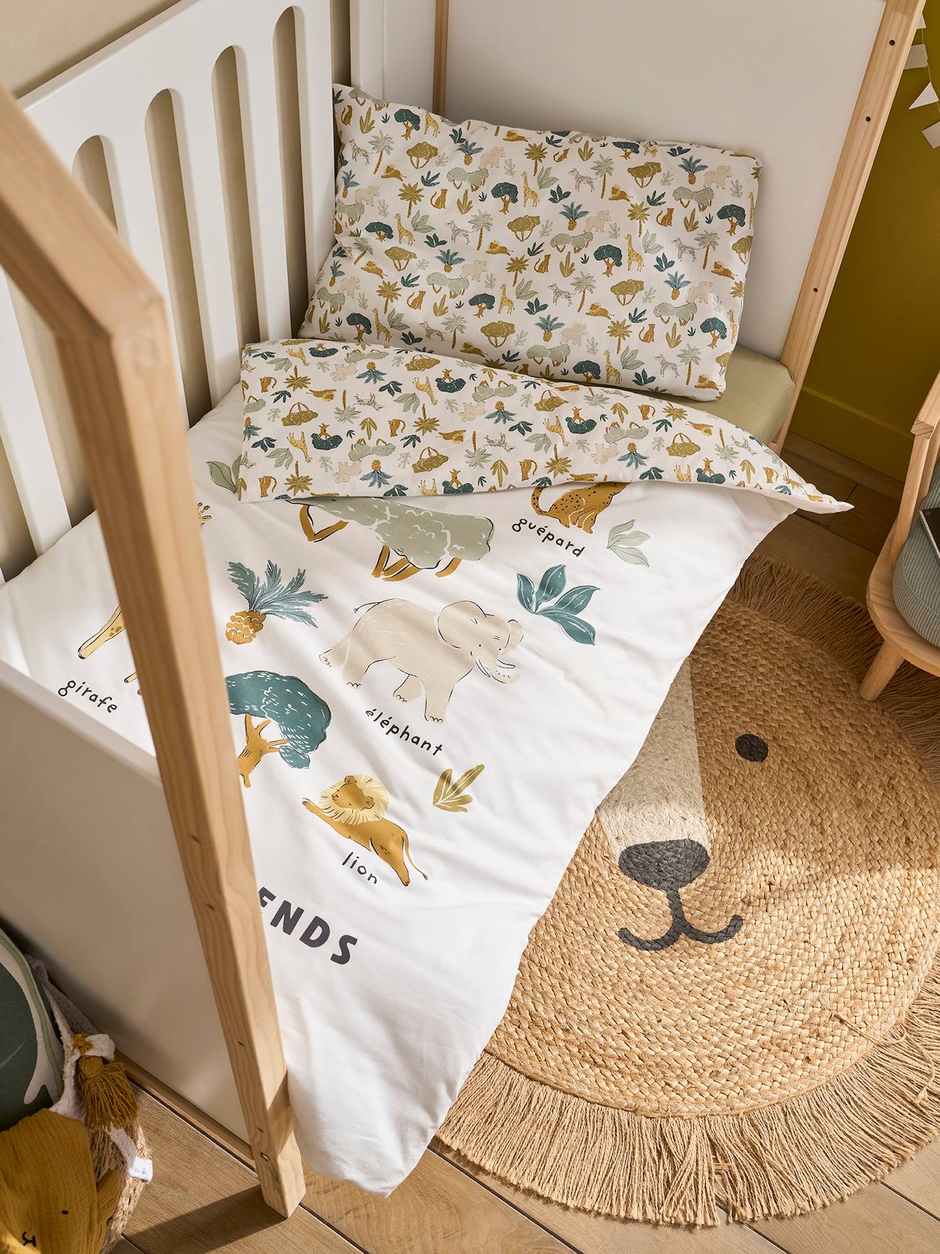 Set dekbedovertrek + kussensloop voor babybed SAVANA meerkleurig afbeelding