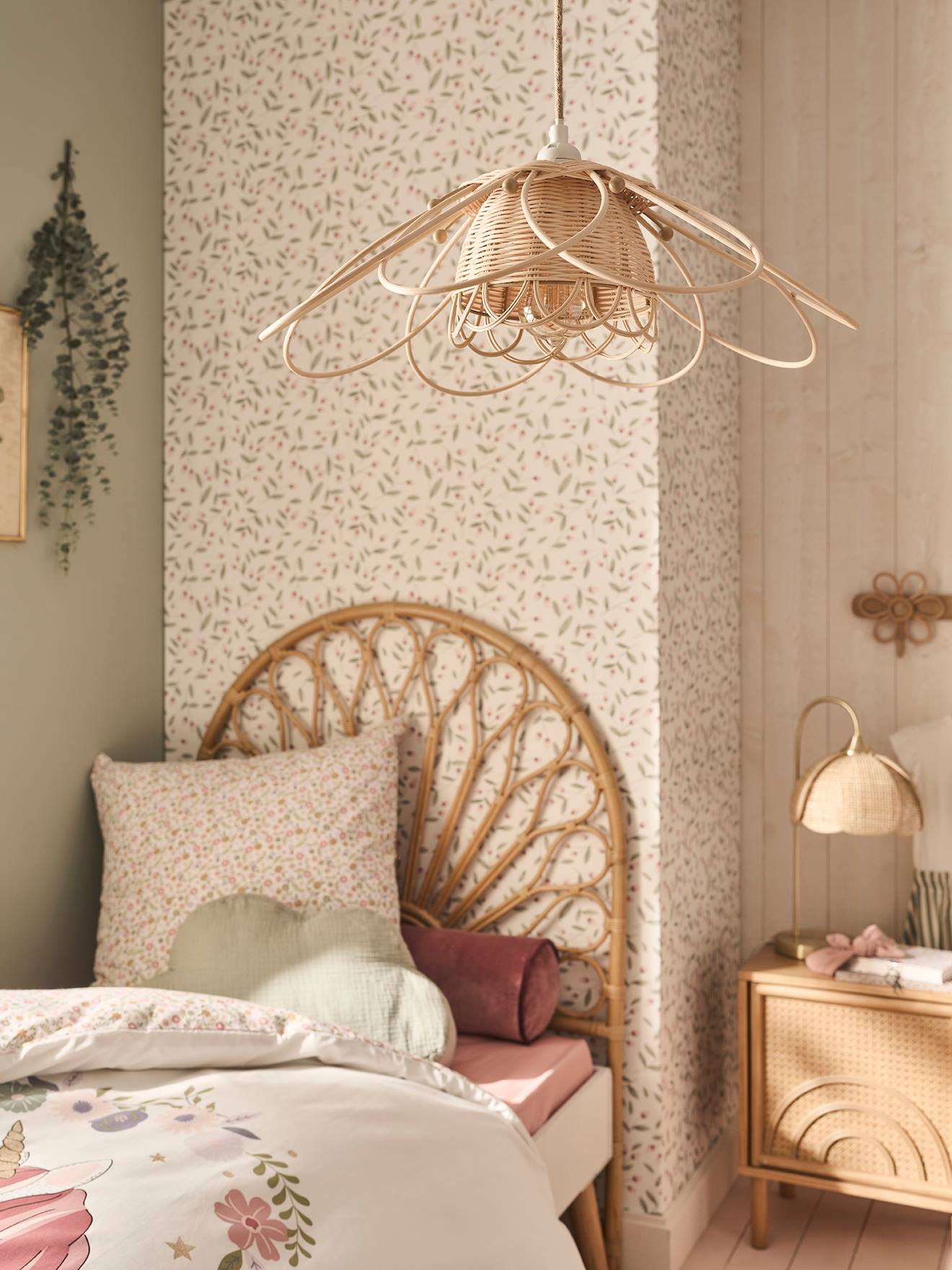 Lampenkap Bloem van Rotan beige afbeelding
