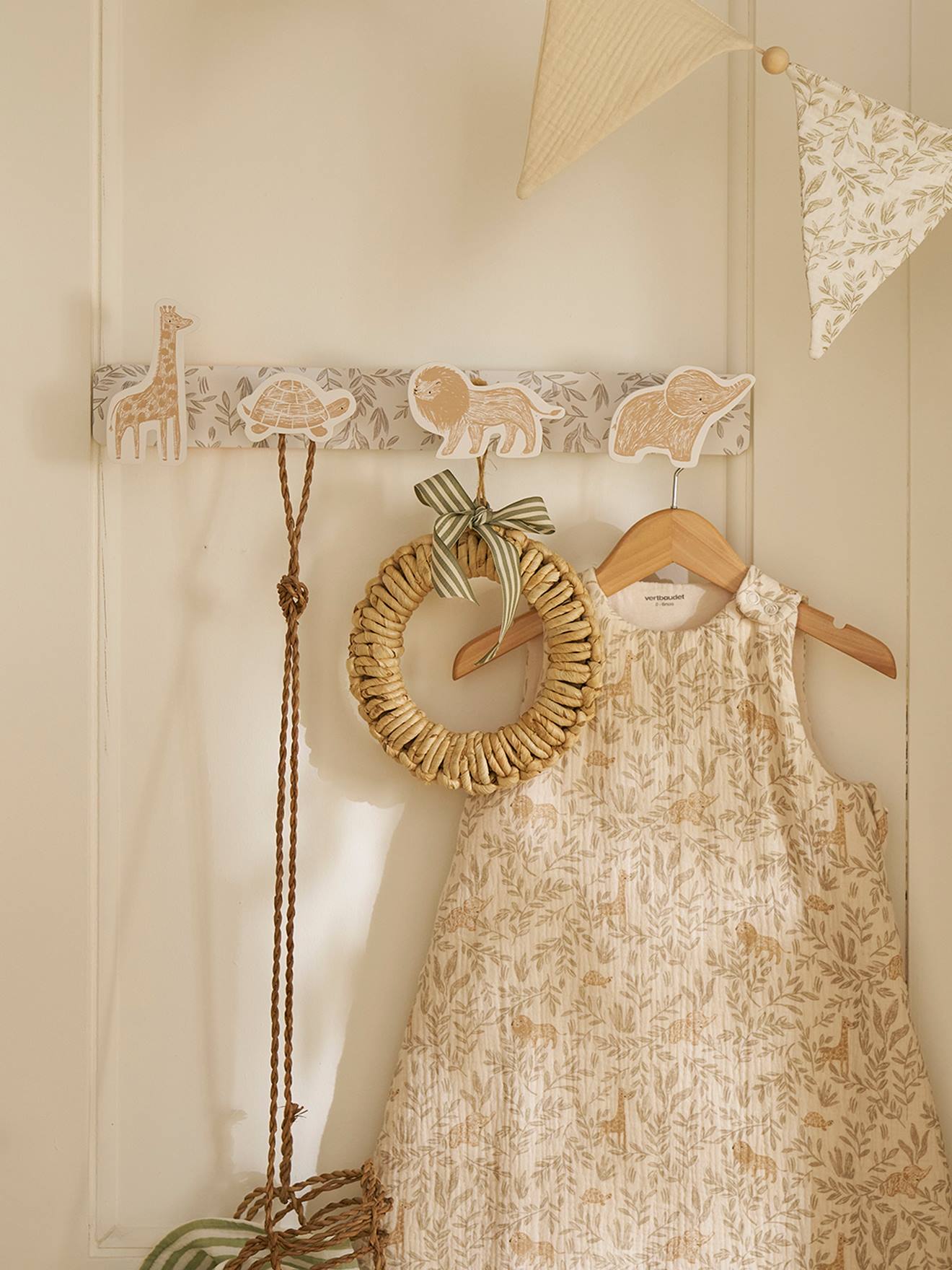 Kapstok 4 dieren BABYLON beige, bedrukt