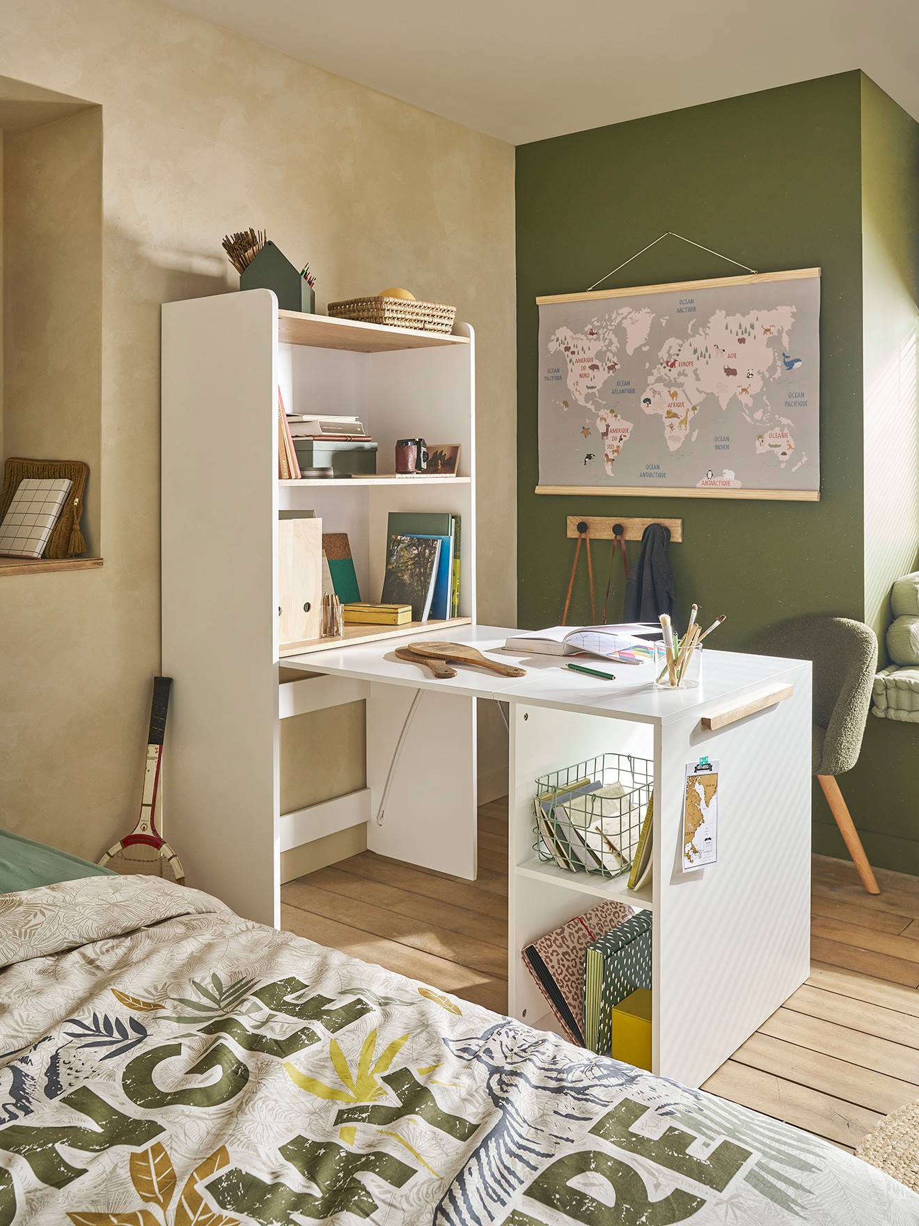 Boekenkast met geΓ―ntegreerd bureau Modulo wit