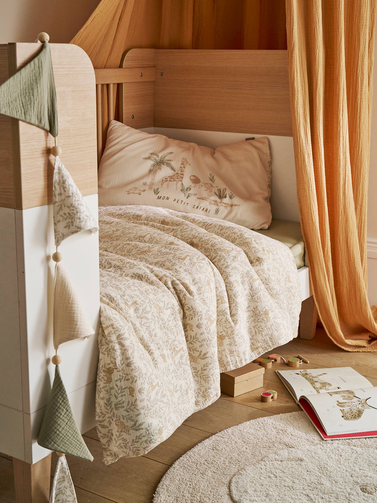 Set dekbedovertrek + kussensloop voor baby's BABYLON beige, bedrukt afbeelding