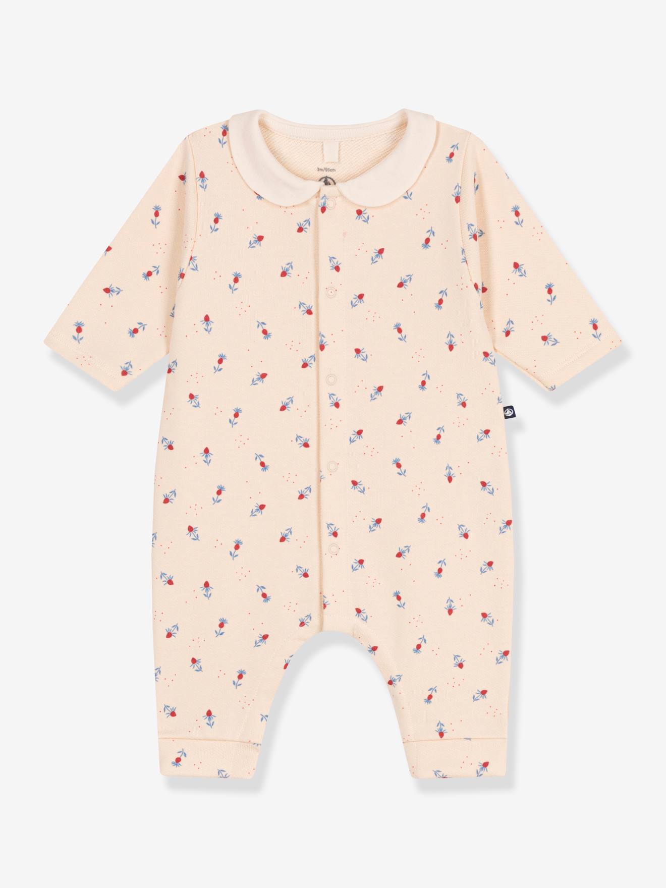 Lange katoenen jumpsuit voor baby PETIT BATEAU vanille afbeelding