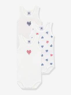 Baby-Body-Set van 3 tanktops met gestreepte harten voor baby Petit Bateau