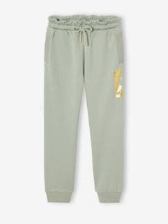 Meisje-Sport collectie-Joggingbroek van fleece met motief op de broekspijp voor meisjes