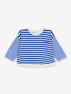 Baby-T-shirt, souspull-Baby T-shirt van katoen met lange mouwen, gestreept PETIT BATEAU