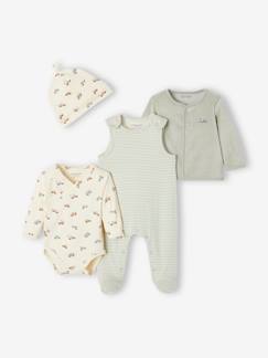 Baby-Babyset-Geboorteset personaliseerbaar rompertje + tuinbroek + muts + vest