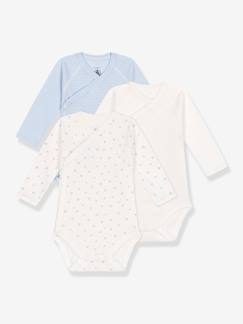 Baby-Body-Set van 3 gekruiste, bedrukte, langarmige rompertjes voor baby's PETIT BATEAU