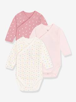 Baby-Body-Set van 3 kruislings lange mouwen baby lichamen harten PETIT BATEAU