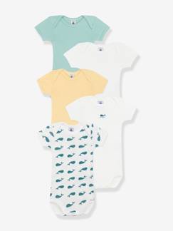 Baby-Body-Set van 5 PETIT BATEAU rompertjes met korte mouwen