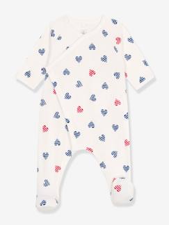 Baby-Pyjama, surpyjama-Pyjama baby van katoen met gestreept hartje PETIT BATEAU