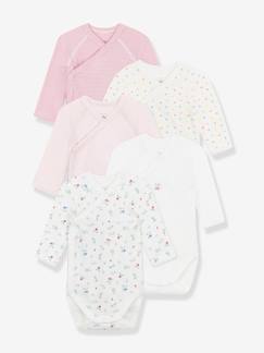 Baby-Body-Set van 5 gekruiste longsleeve bodies PETIT BATEAU