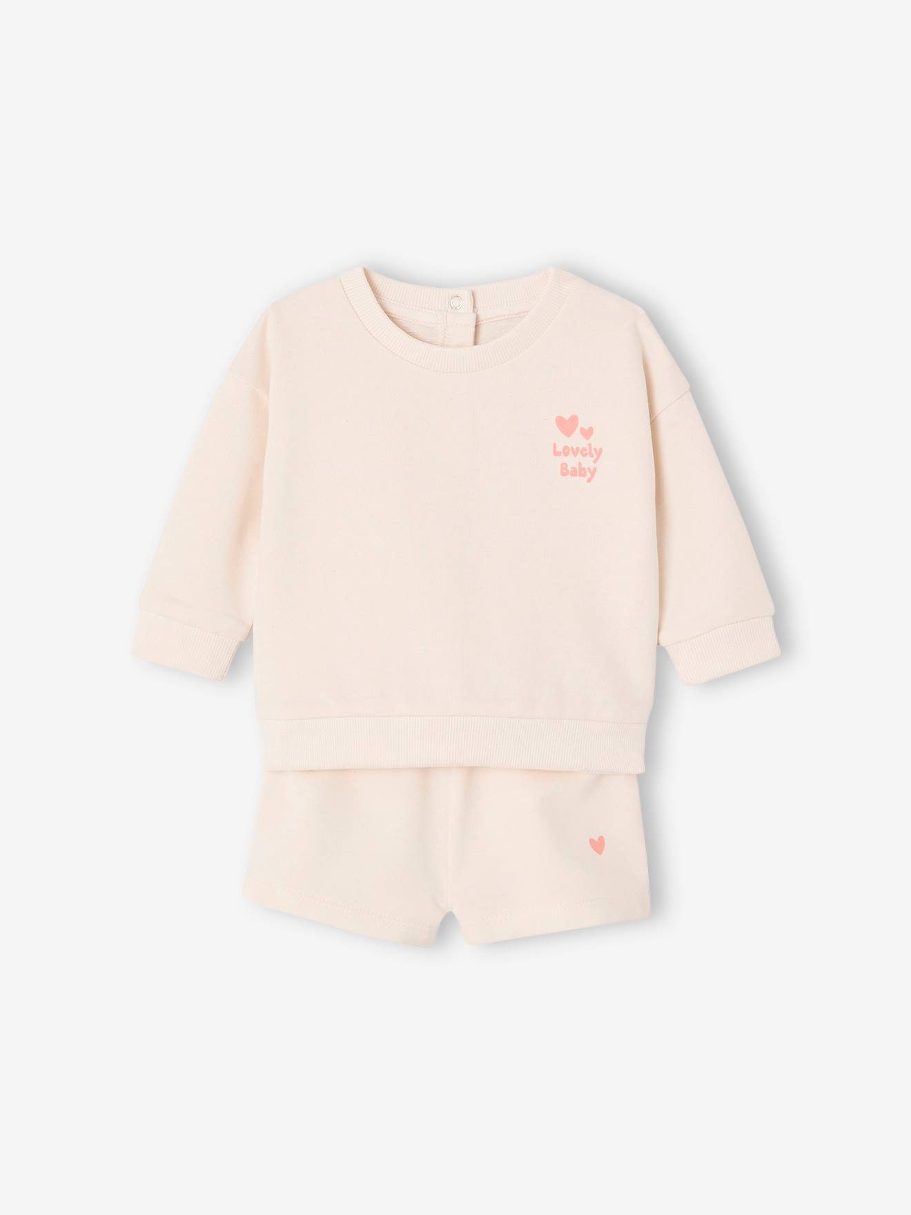 Sweat- en shortset voor baby's ecru