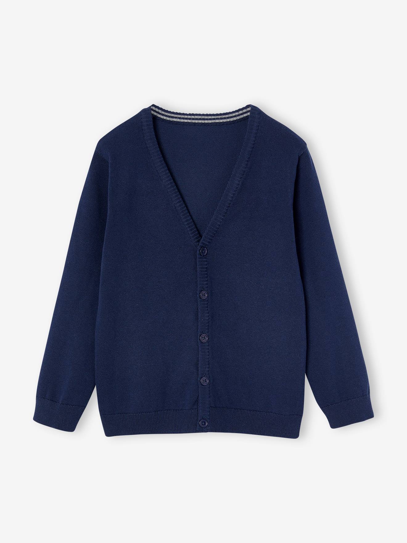 Gebreid vest met V-hals BASICS marineblauw