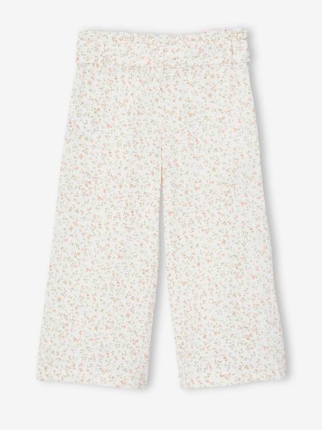 Wijde korte broek 'paperbag' voor meisjes, van katoengaas beige+lila+oudroze+saliegroen+wit - vertbaudet enfant 