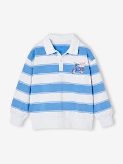 Jongens-Trui, vest, sweater-Sweater-Gestreepte jongenstrui met polokraag