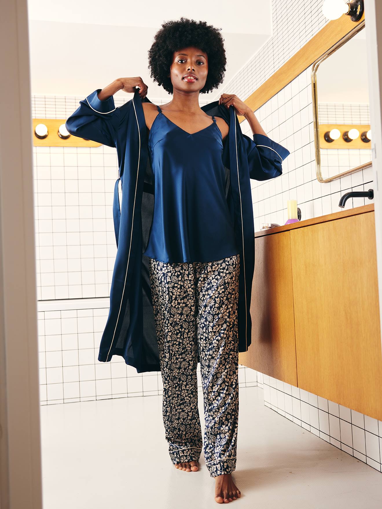 3-delige homewear set Before and After marineblauw