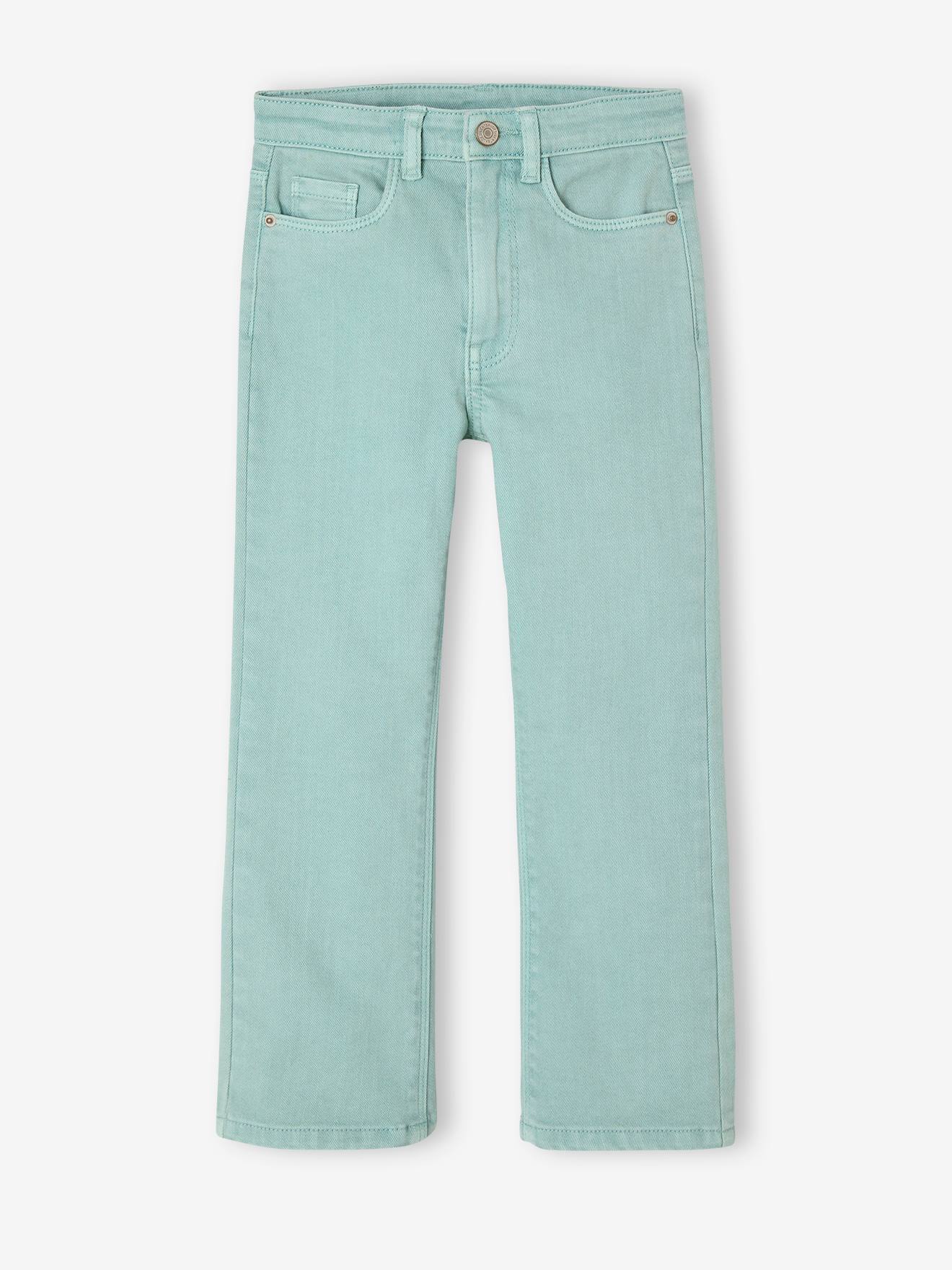 Wijd uitlopende meisjesbroek turquoiseblauw