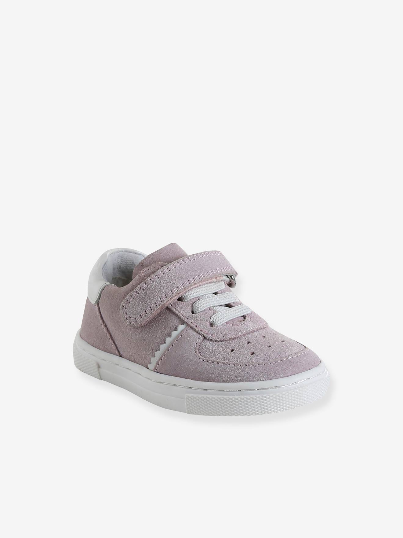 Baby leren sandalen met veters en klittenband fuchsia