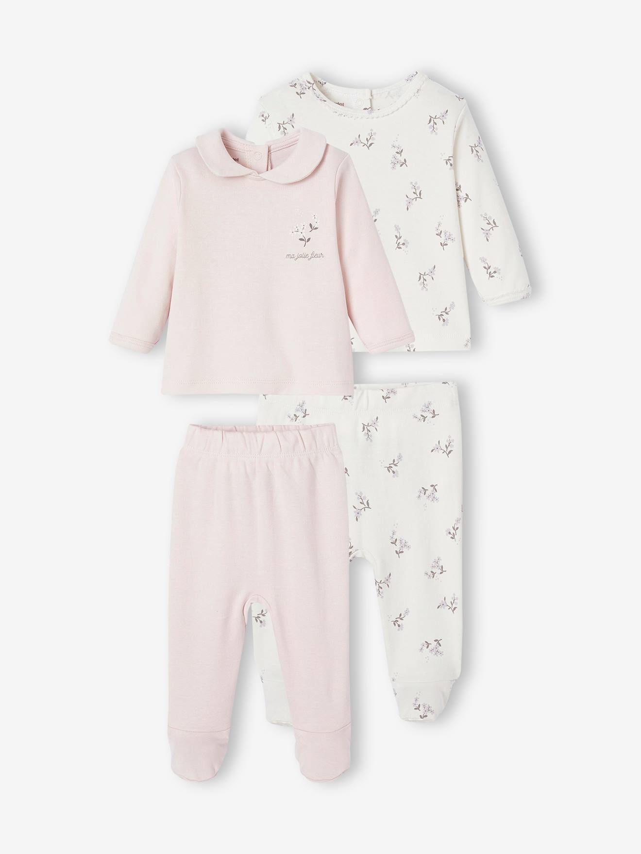 Set van 2 babypyjama's, 2-delig lichtroze