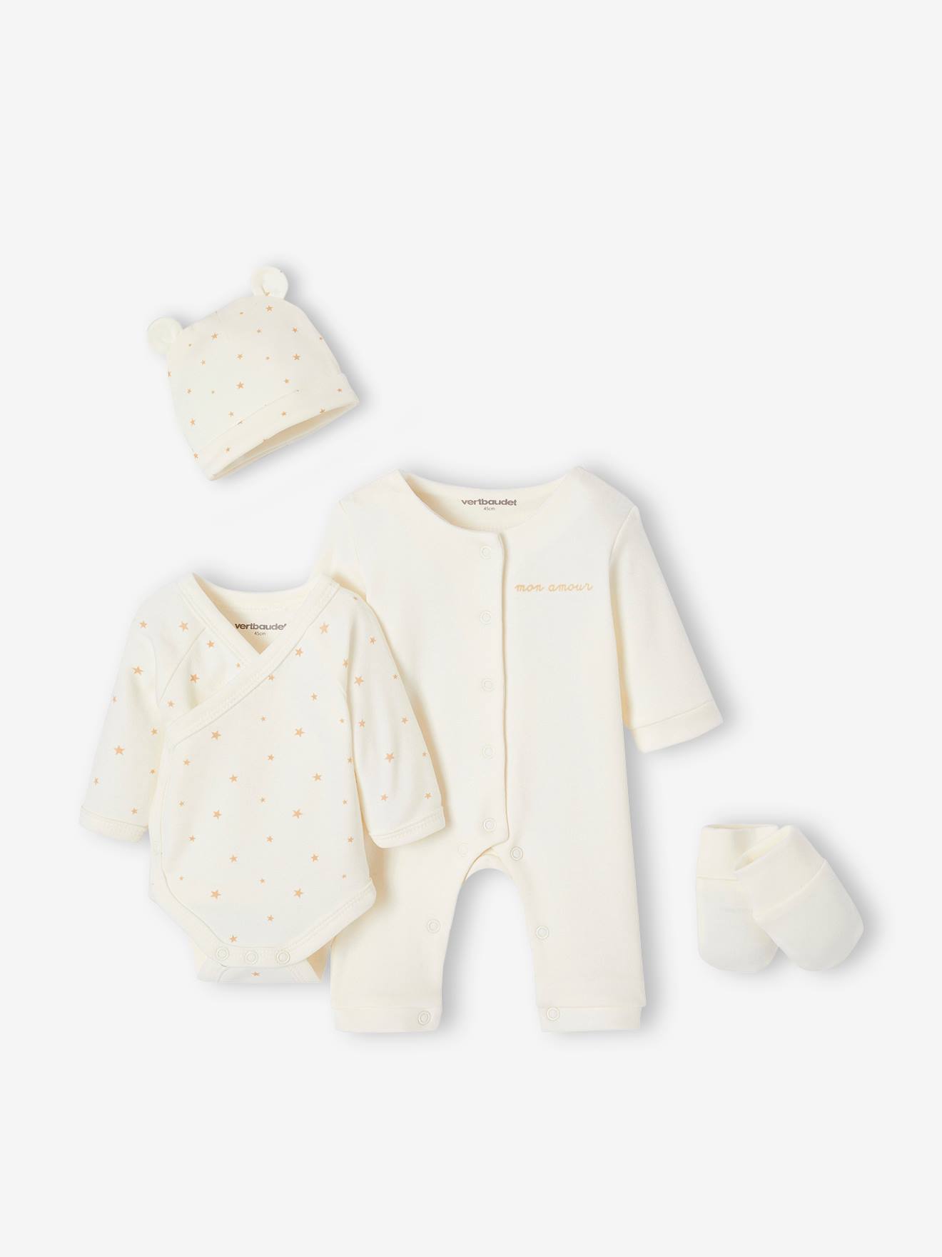 4-delige geboorteset, voor baby's en prematuurbaby's ecru