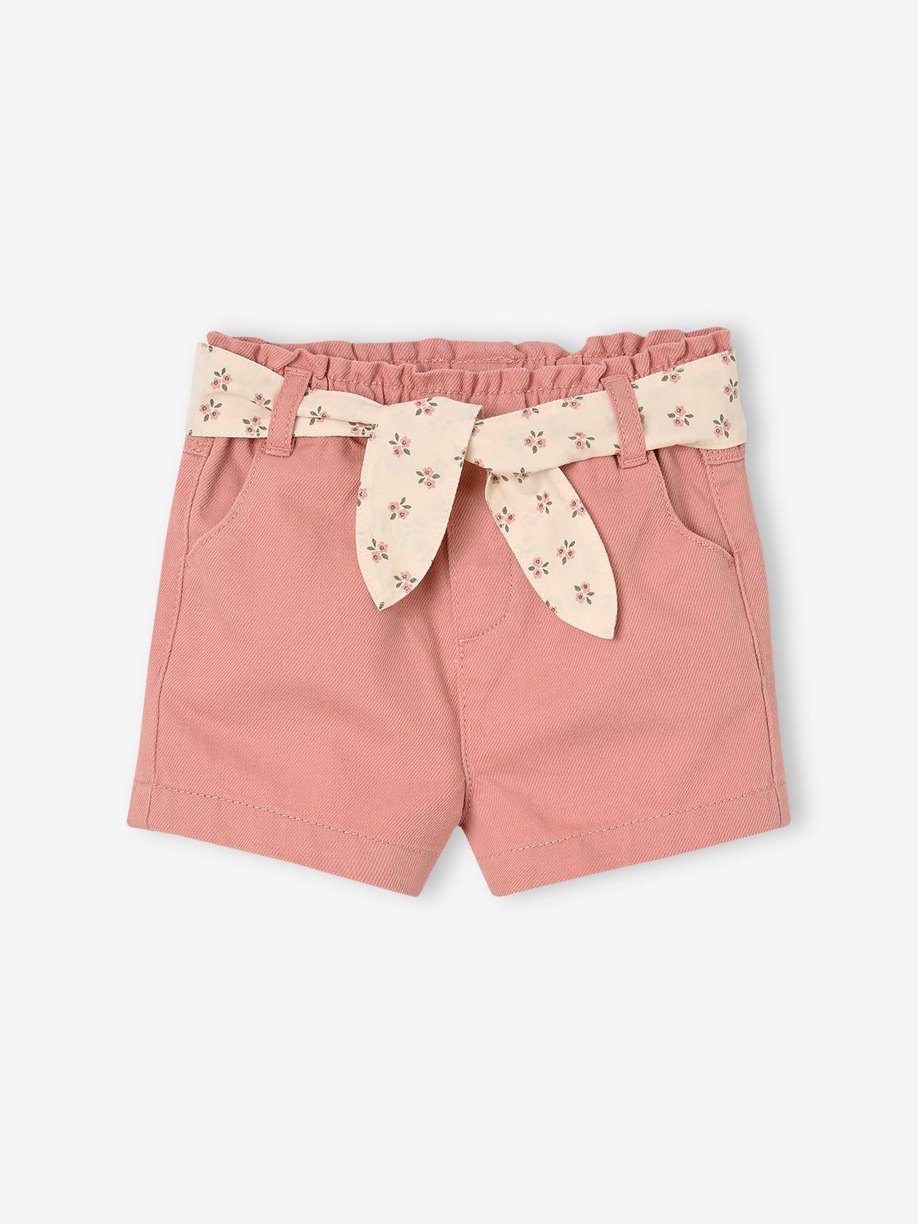 Kort papieren tasje met riem voor baby rozen