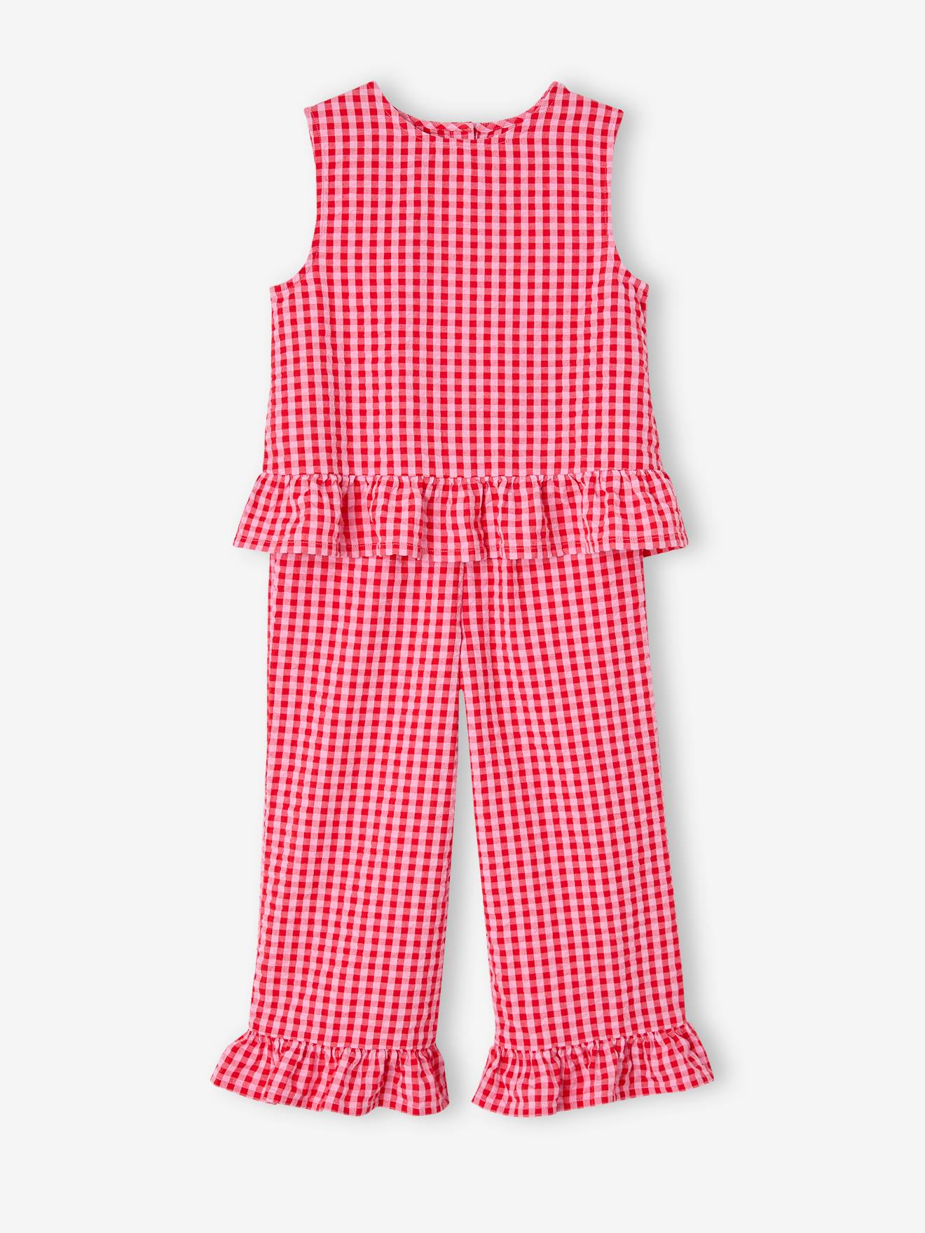 Meisjesset blouse + 7/8e broek snoepjesroze