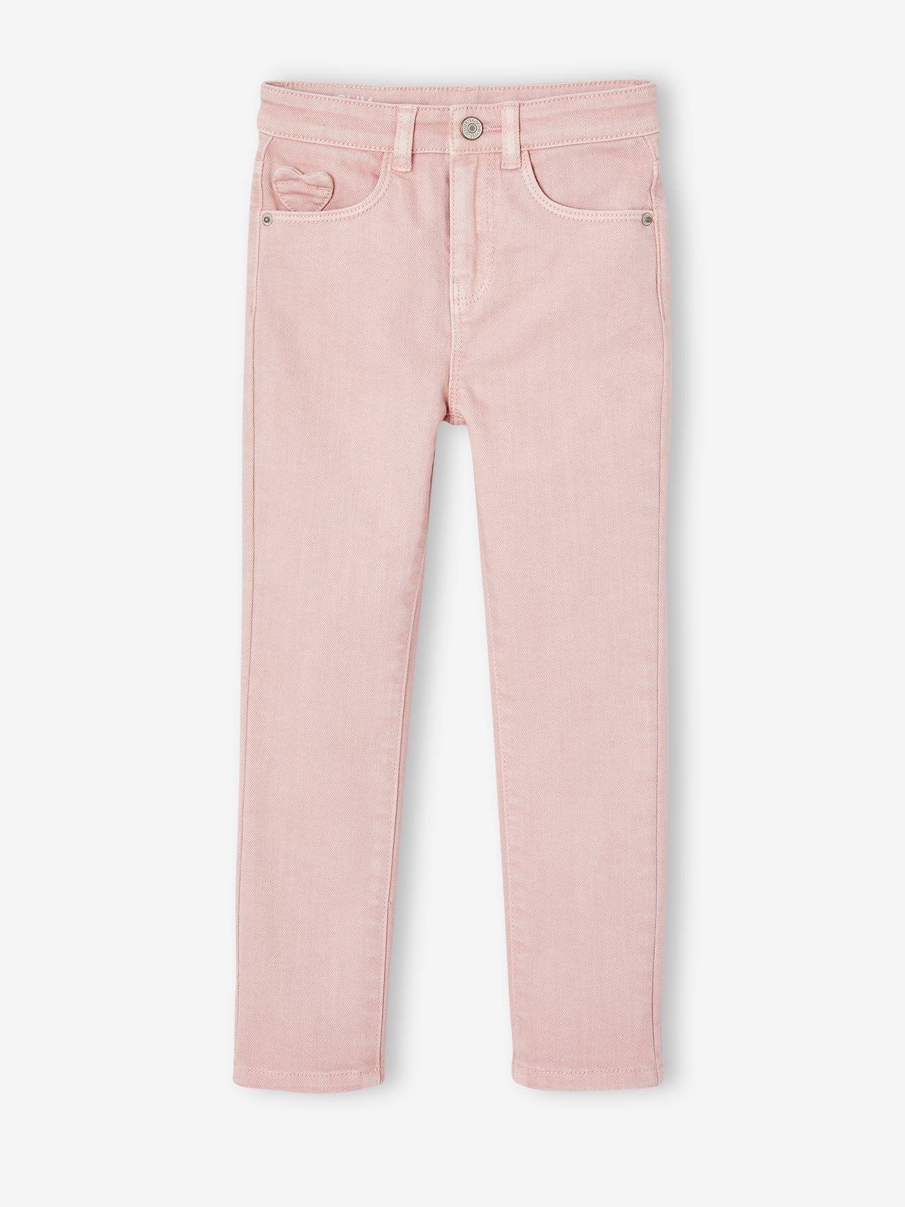 Slim meisjesbroek smalle lichaamsbouw roze (poederkleur)