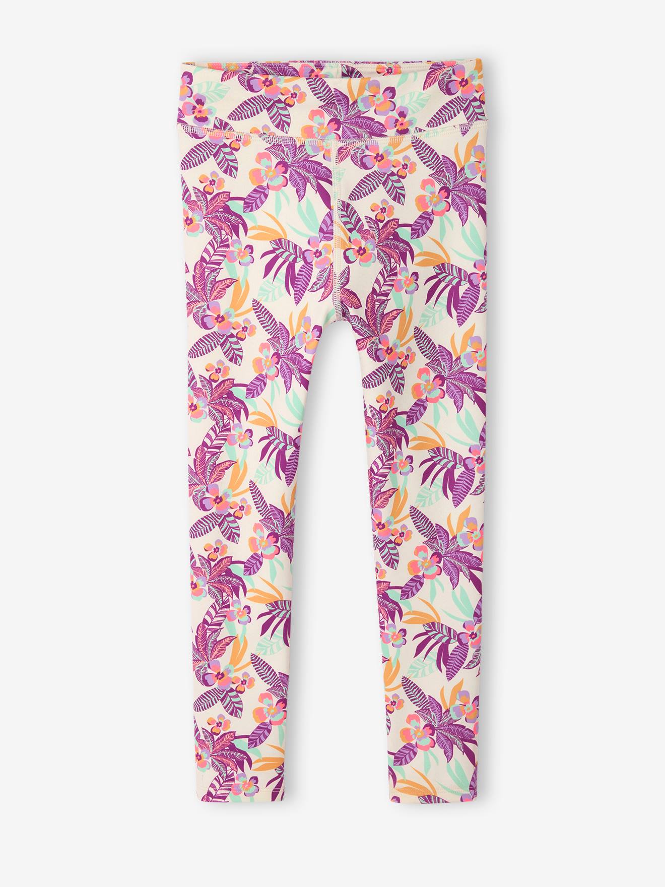 Technische sportlegging voor meisjes materiaal exotische print ecru