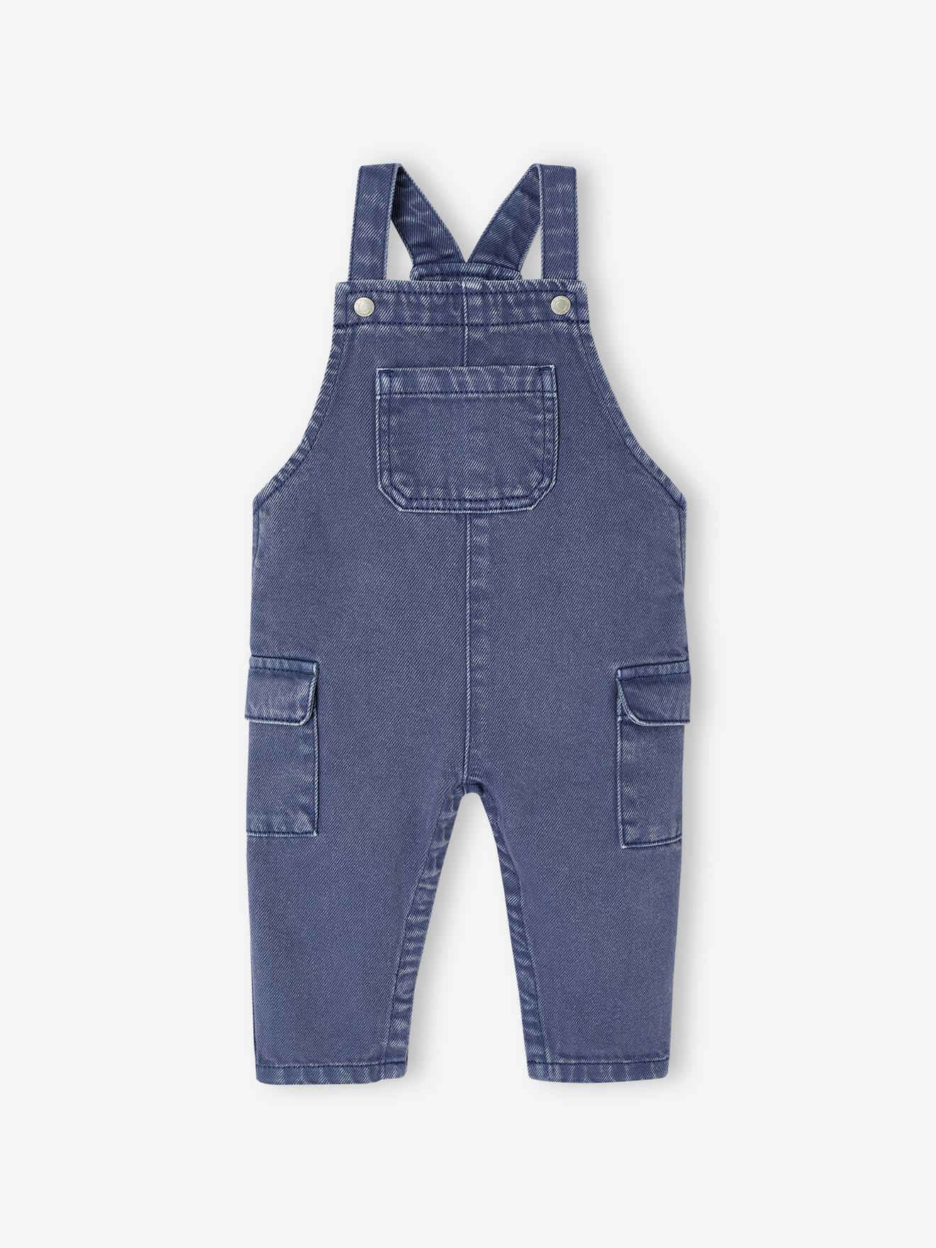 Babytuinbroek van canvas indigoblauw