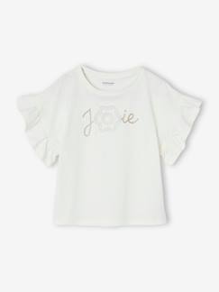 T-shirt voor een ceremonie met een reliëfbloemenmotief en glitterletters voor meisjes   - vertbaudet enfant