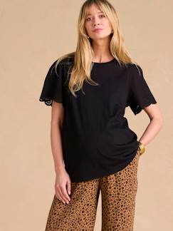 -Zwangerschaps-T-shirt met twee stoffen ENVIE DE FRAISE met mouwen van kant