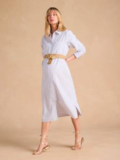 -Lange, katoenen, linnen-look, chemise-jurk voor zwangerschap en borstvoeding ENVIE DE FRAISE