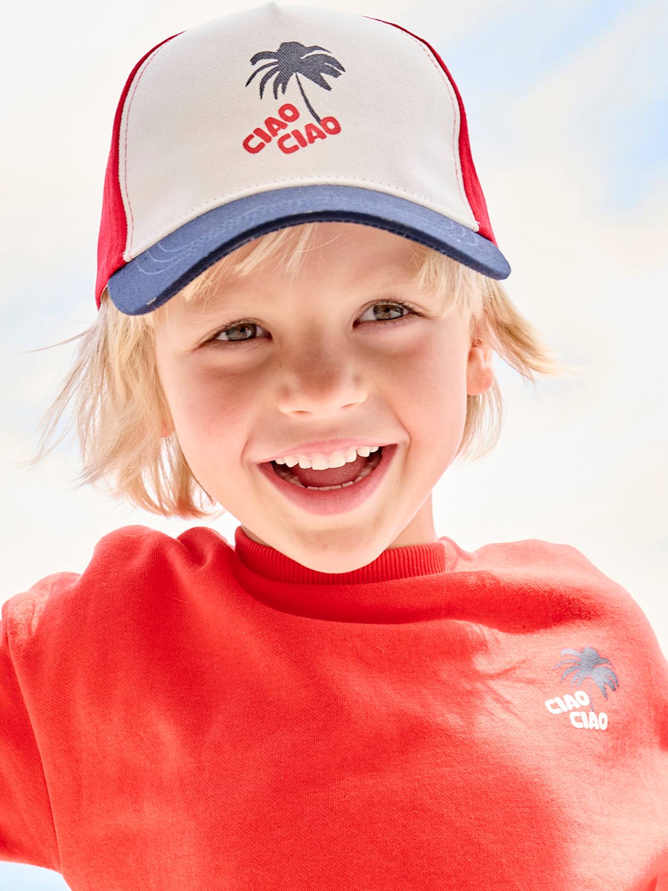 Jongens Pet Print Voorkant rood