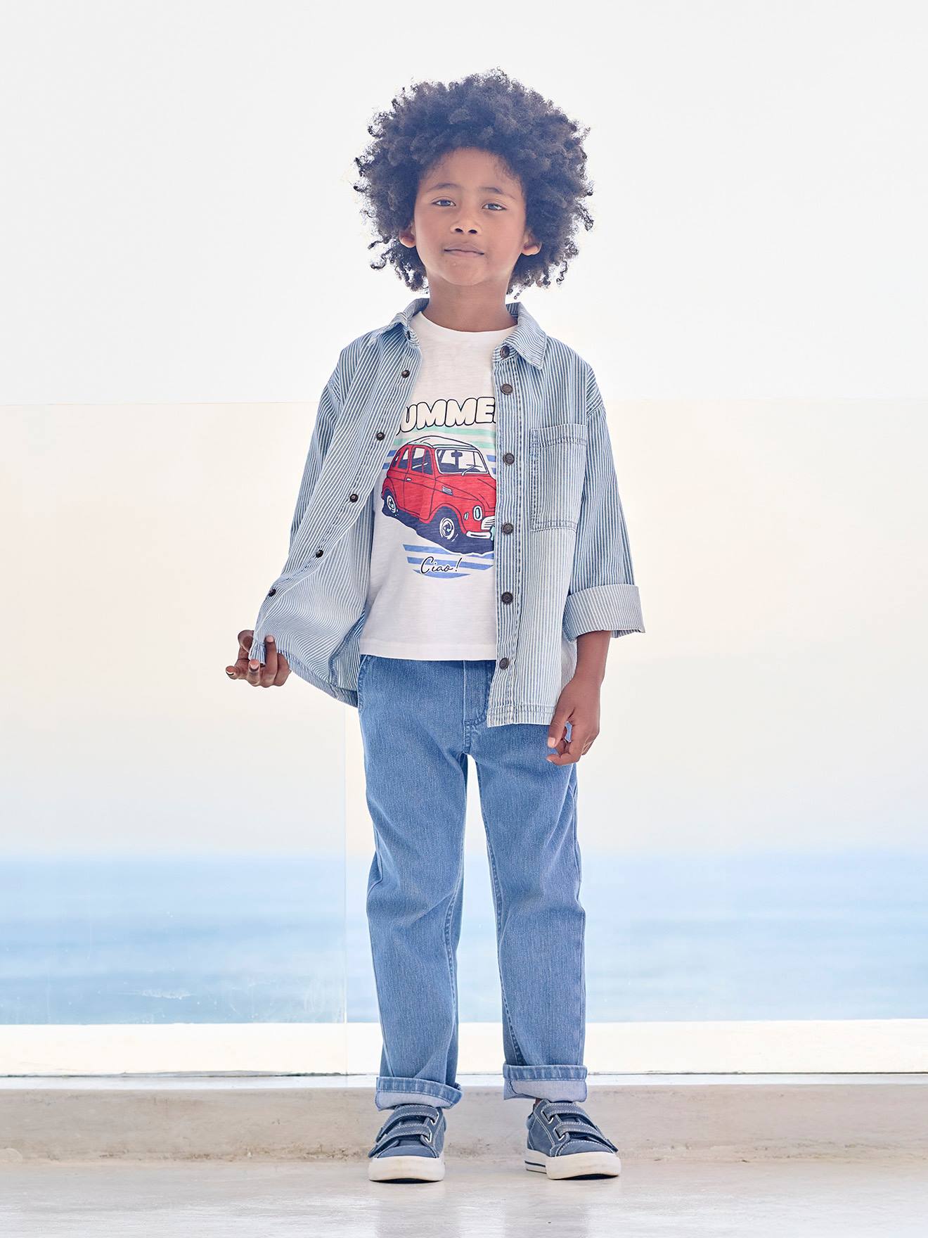 Cargobroek met denim-effect double stone