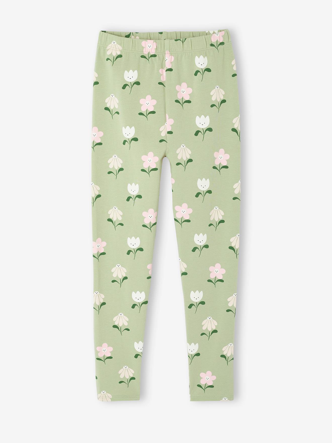Bedrukte legging voor meisjes saliegroen
