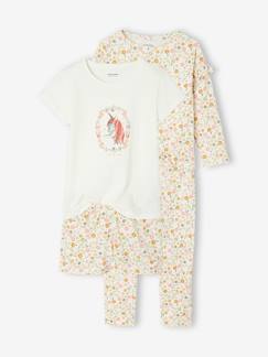Meisje-Pyjama, surpyjama-Lot pyjama + pyjashort flower power BASICS