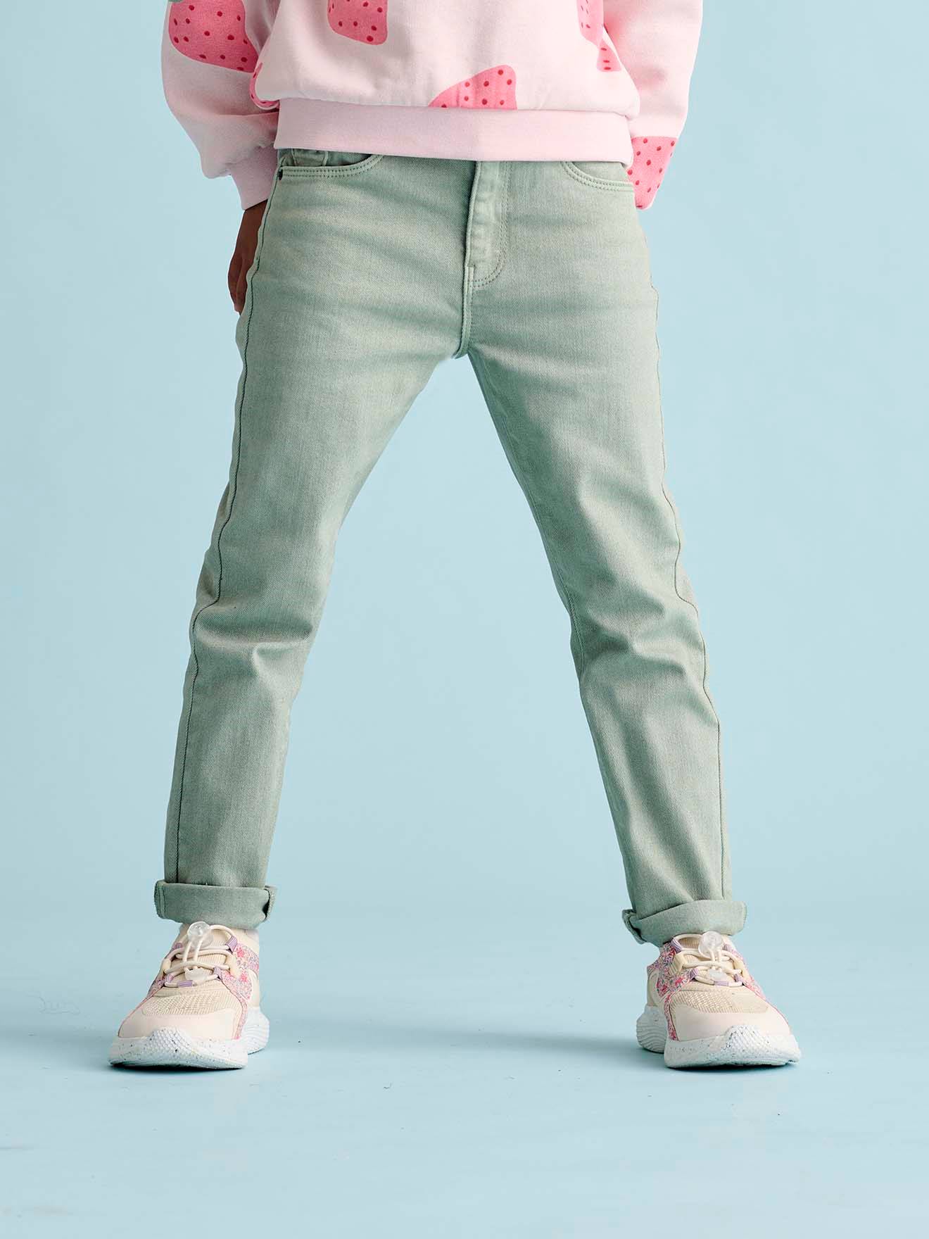 Slim fit medium MorphologiK meisjesbroek saliegroen