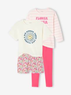 Meisje-Pyjama, surpyjama-Set van 2 pyjama's Basics meisje Flower power