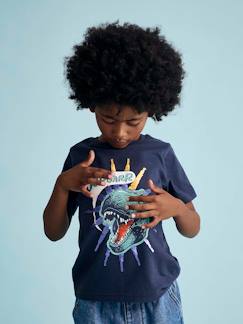 Jongens-T-shirt, poloshirt, souspull-T-shirt-Jongensshirt met motief in omkeerbare pailletten Basics